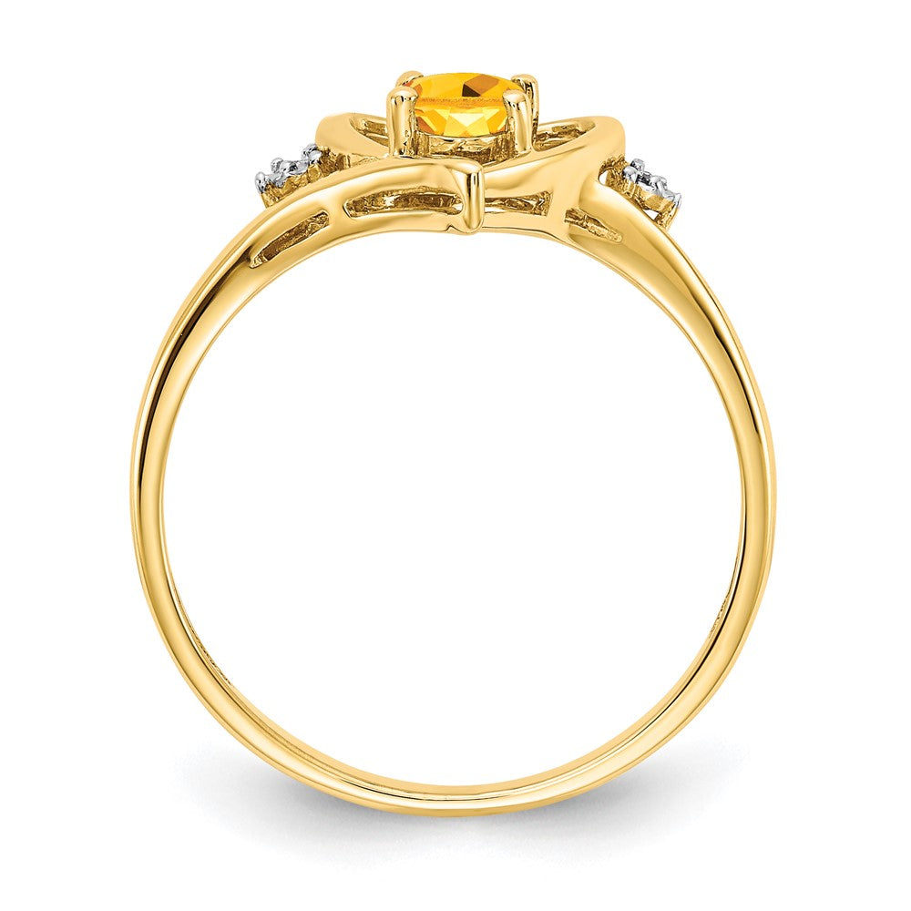 10K Yellow Gold Real Diamond & Citrine Ring