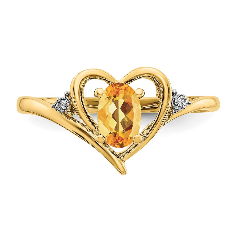 10K Yellow Gold Real Diamond & Citrine Ring