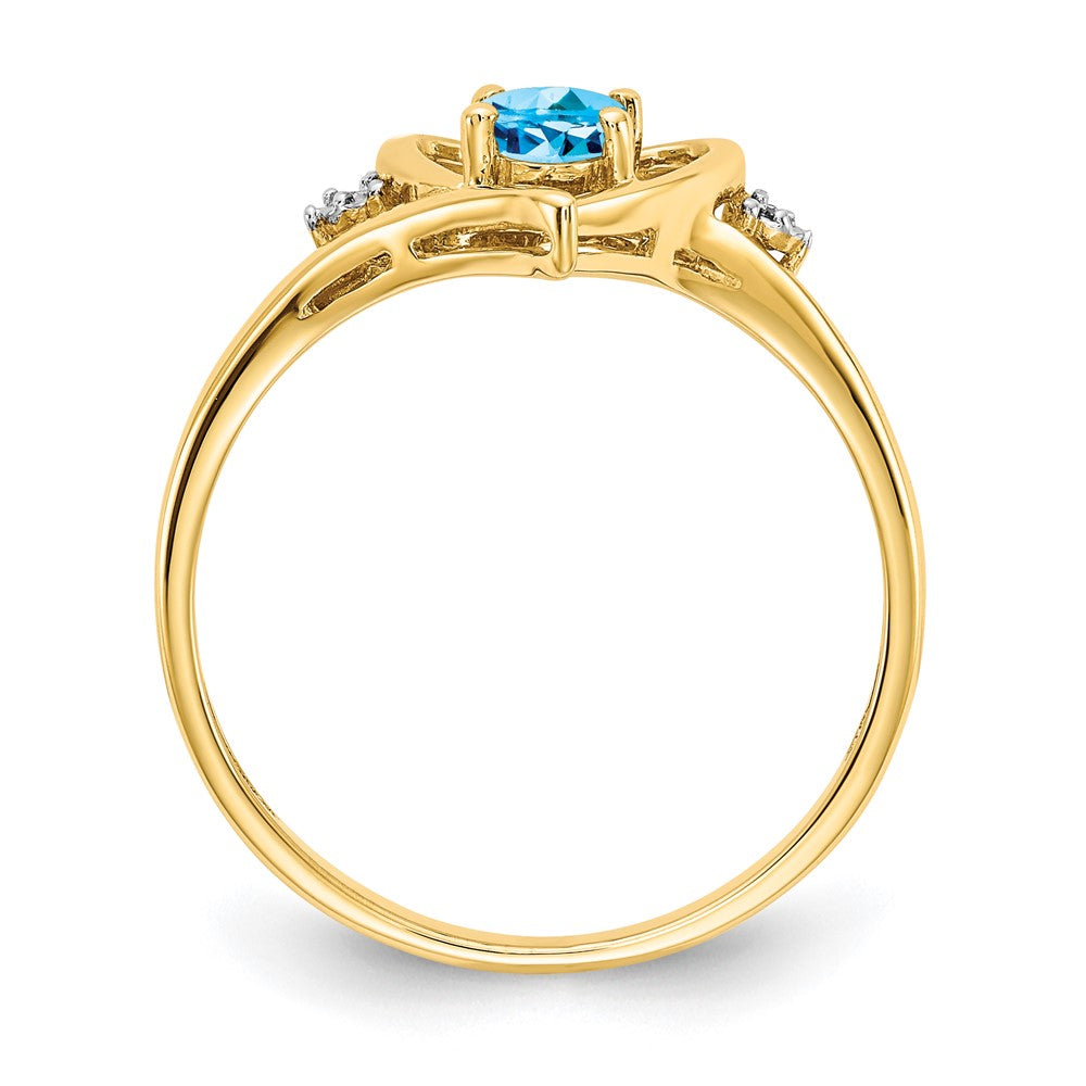 10K Yellow Gold Real Diamond & Blue Topaz Ring