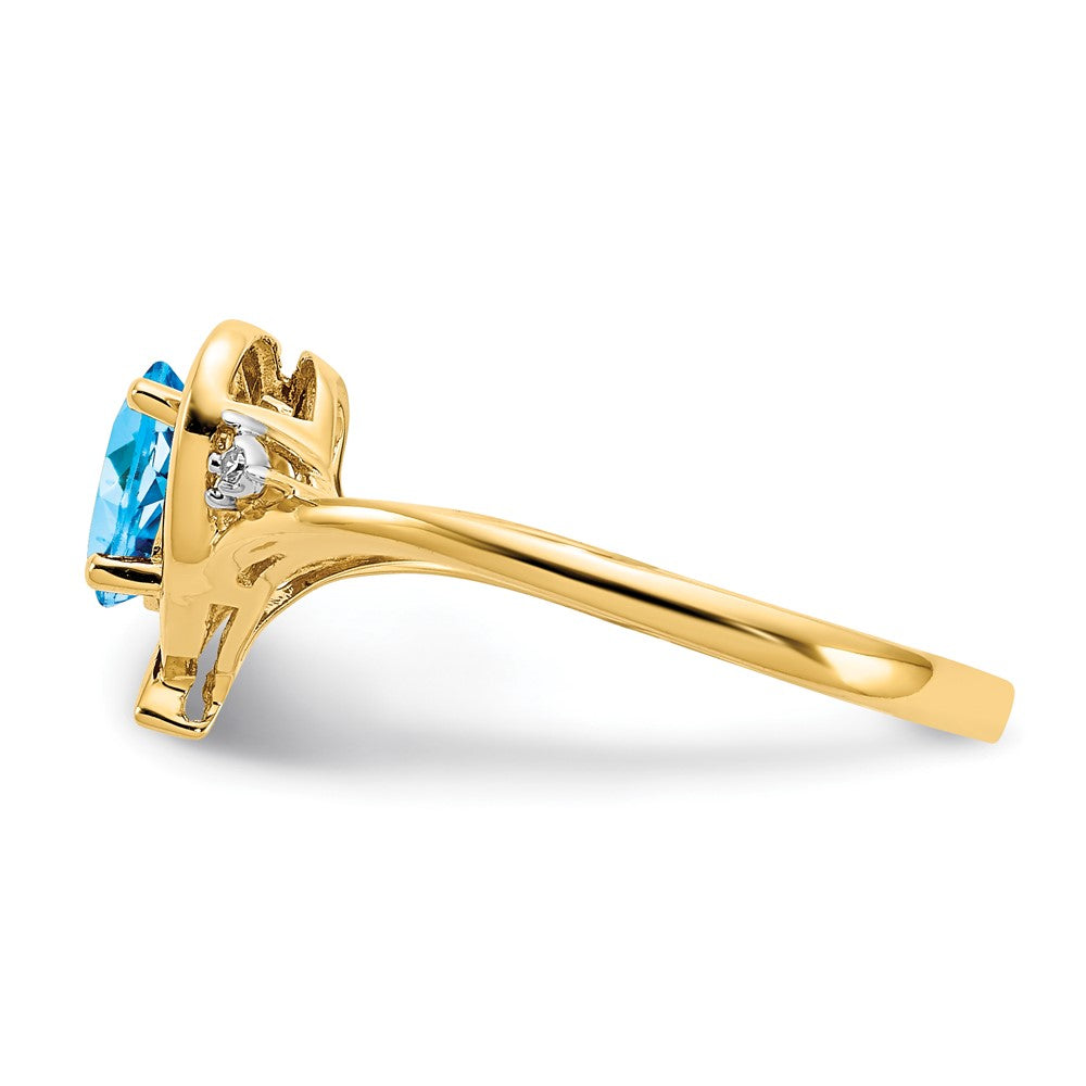 10K Yellow Gold Real Diamond & Blue Topaz Ring