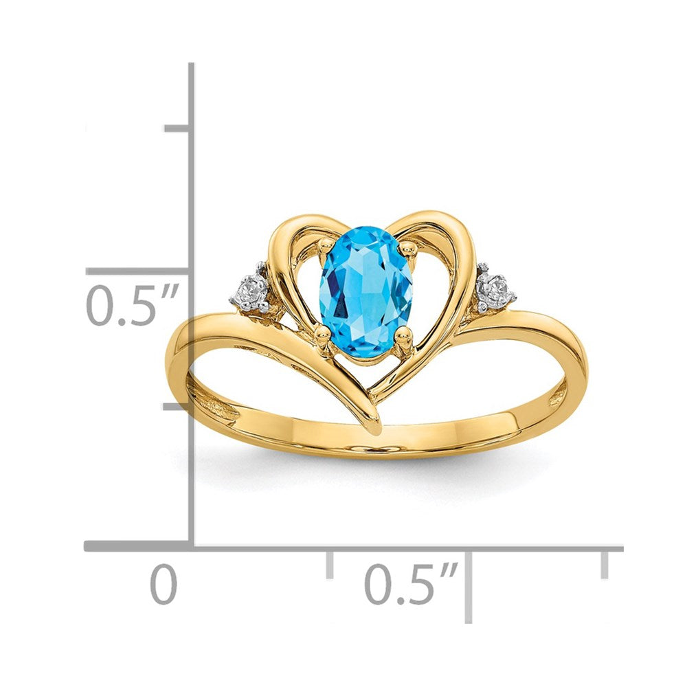 10K Yellow Gold Real Diamond & Blue Topaz Ring