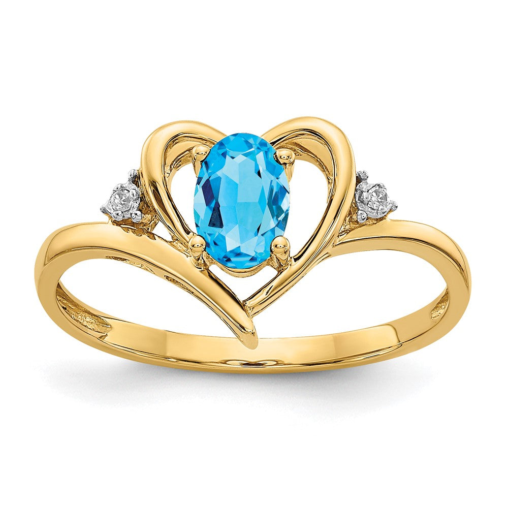 10K Yellow Gold Real Diamond & Blue Topaz Ring