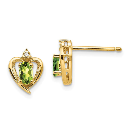 14K Diamond and Peridot Earrings