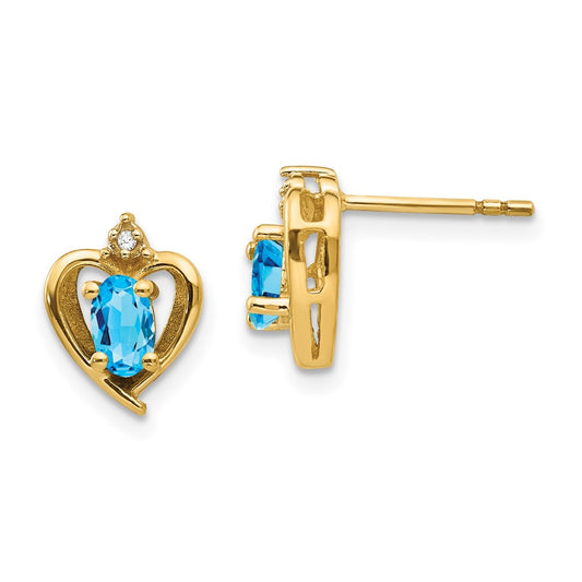 14K Diamond and Blue Topaz Earrings