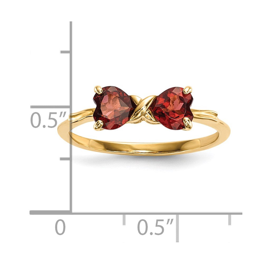 14k Gold Polished Garnet Bow Ring