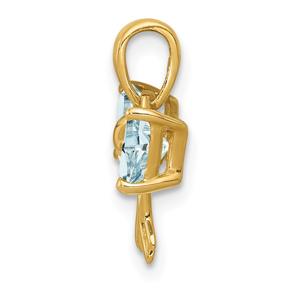 14k Yellow Gold Gold Polished Aquamarine Bow Pendant