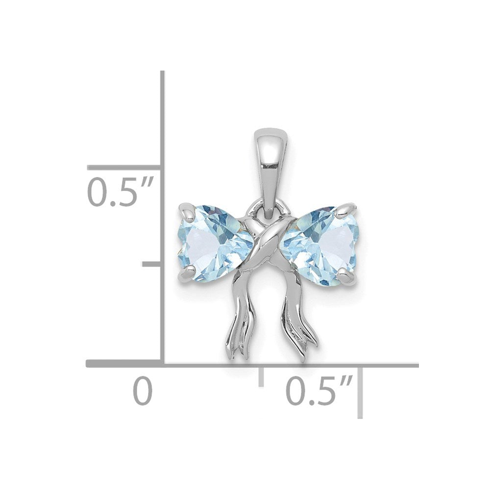 14k White Gold Polished Aquamarine Bow Pendant