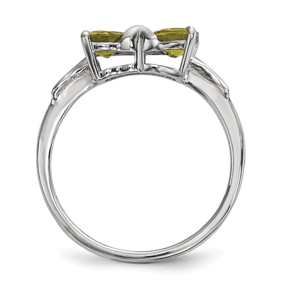 Solid 14k White Gold Polished Simulated Peridot Bow Ring