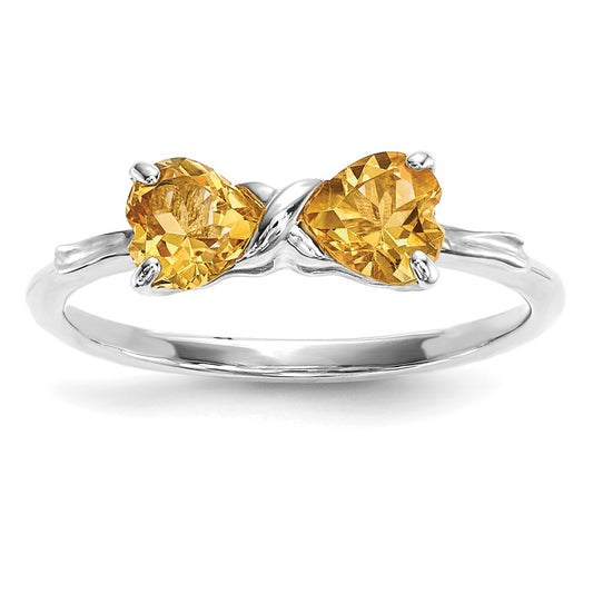 14k White Gold Polished Citrine Bow Ring