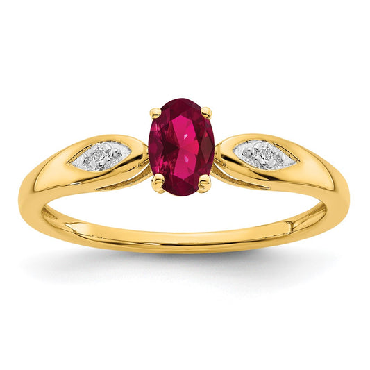 14K Yellow Gold Ruby and Real Diamond Ring