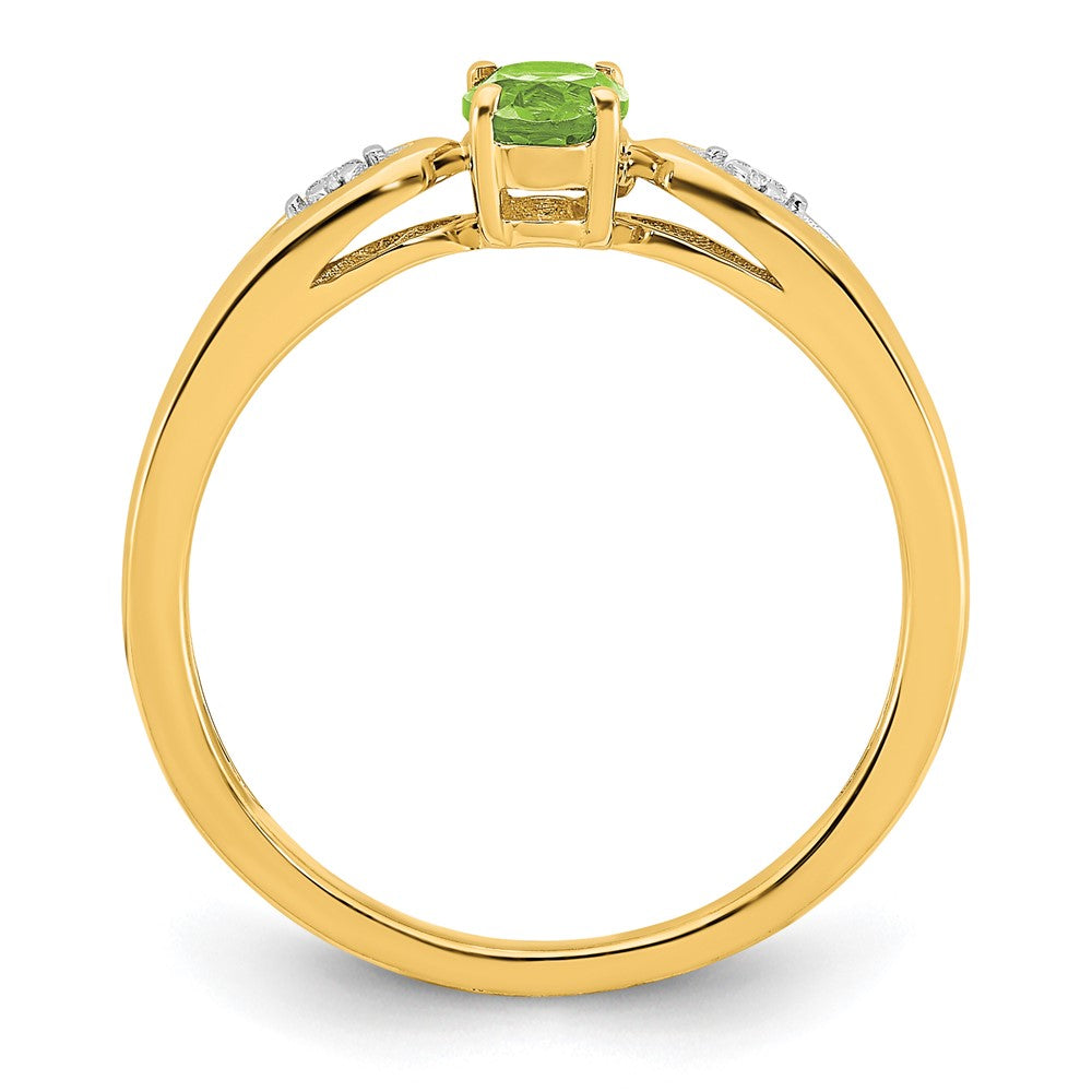 14K Yellow Gold Peridot and Real Diamond Ring