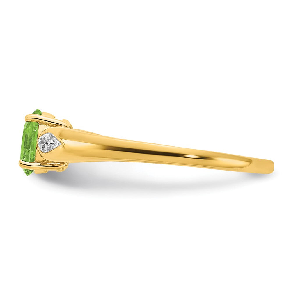 14K Yellow Gold Peridot and Real Diamond Ring