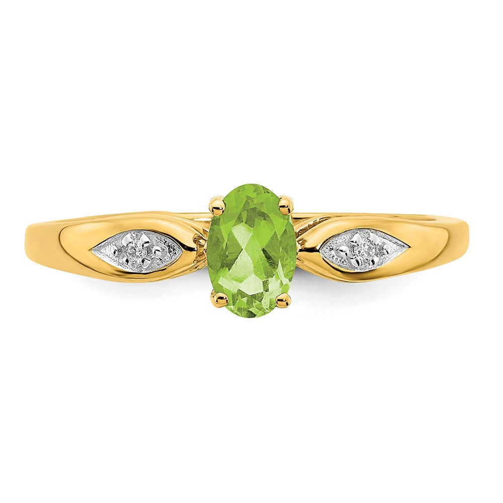 14K Yellow Gold Peridot and Real Diamond Ring