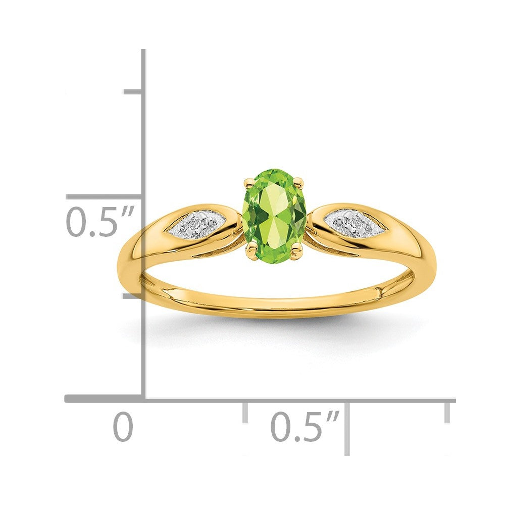 14K Yellow Gold Peridot and Real Diamond Ring