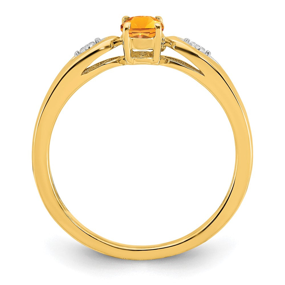 14K Yellow Gold Citrine and Real Diamond Ring