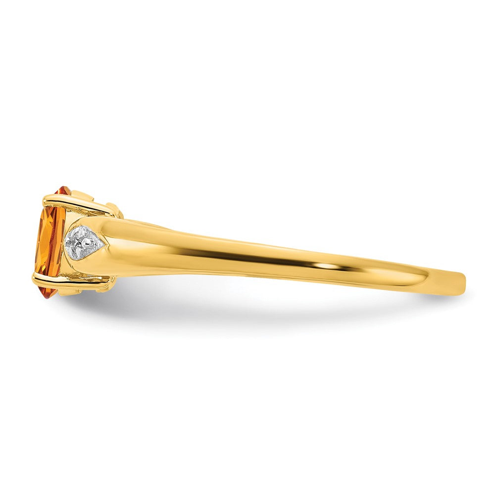 14K Yellow Gold Citrine and Real Diamond Ring