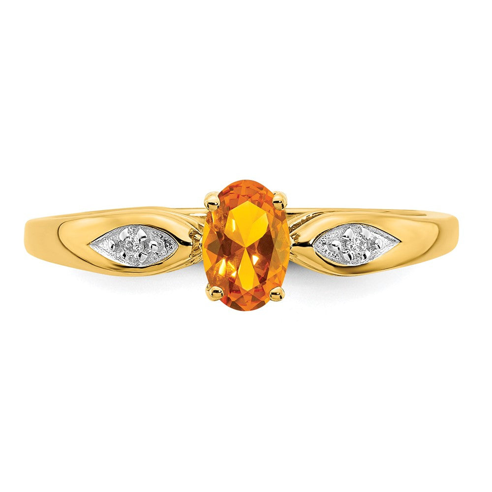 14K Yellow Gold Citrine and Real Diamond Ring