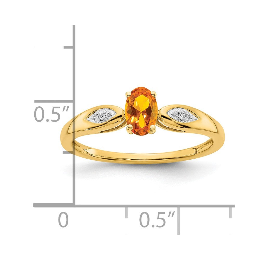 14K Yellow Gold Citrine and Real Diamond Ring