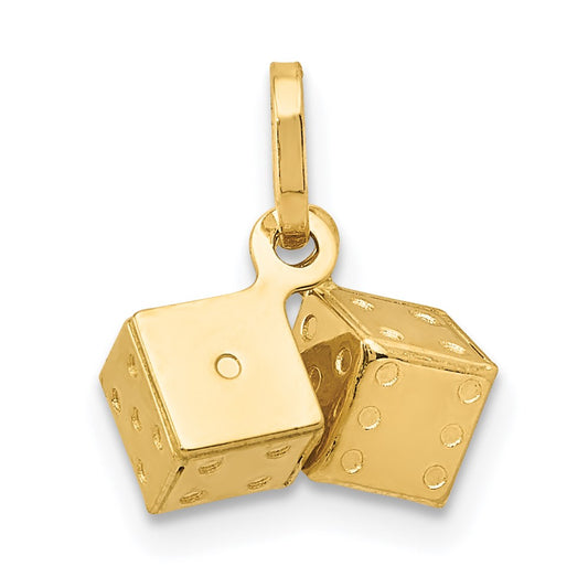 14k Yellow Gold  3D Dice Charm