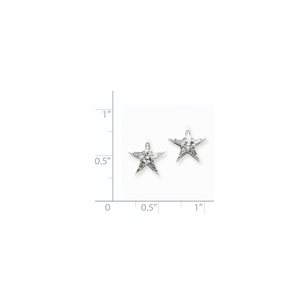 14k White Gold Real Diamond Star Shaped Earrings