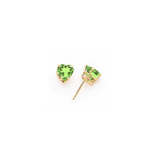 14k Yellow Gold 8mm Heart Peridot Earrings