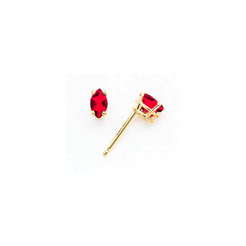 14k Yellow Gold 5x2.5mm Marquise Ruby Earrings