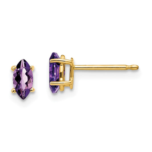 14k Yellow Gold 6x3mm Marquise Amethyst Earrings