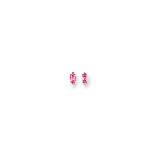 14k White Gold 6x3mm Marquise Pink Sapphire Earrings