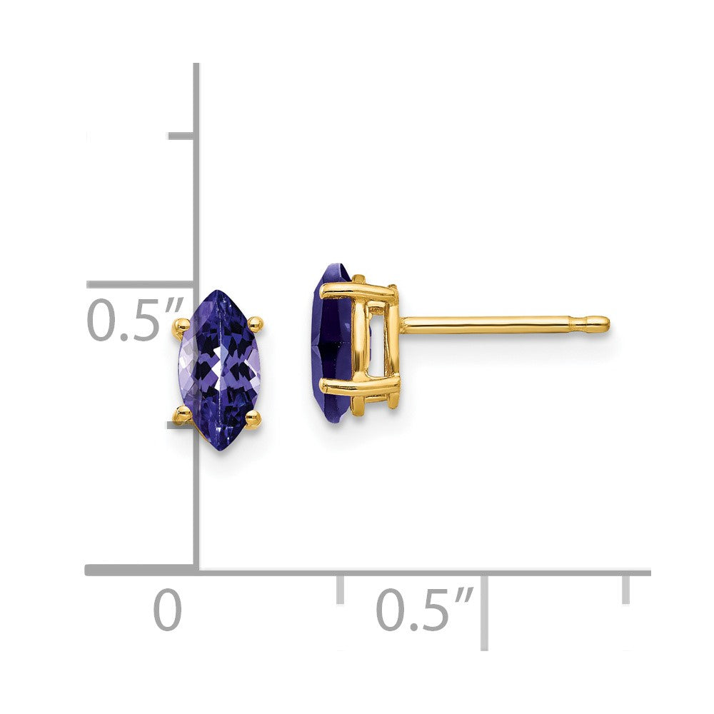 14k Yellow Gold 7x3.5mm Marquise Tanzanite earring