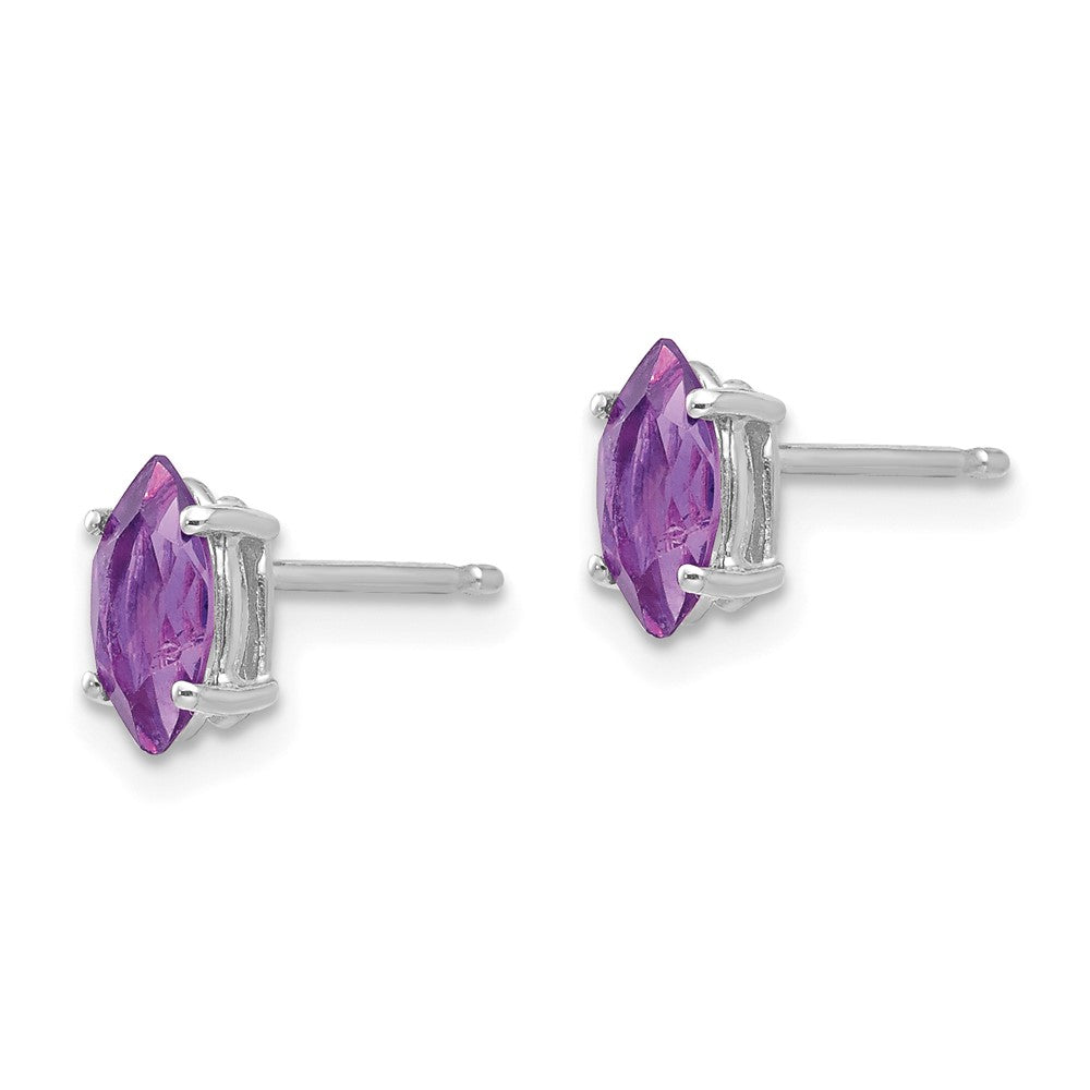 14k White Gold 7x3.5mm Marquise Amethyst Earrings