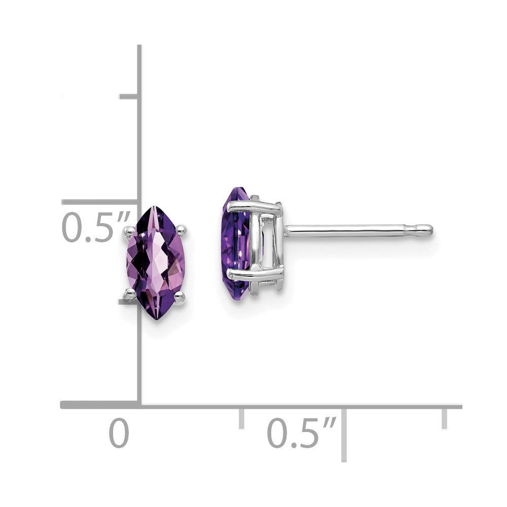 14k White Gold 7x3.5mm Marquise Amethyst Earrings