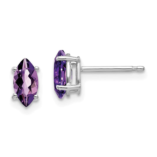 14k White Gold 7x3.5mm Marquise Amethyst Earrings