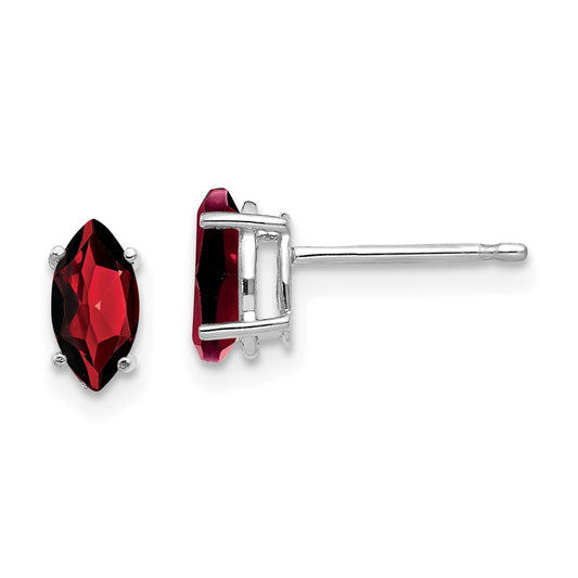 14k White Gold 7x3.5mm Marquise Garnet Earrings