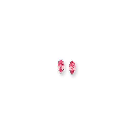 14k White Gold 8x4mm Marquise Pink Sapphire Earrings