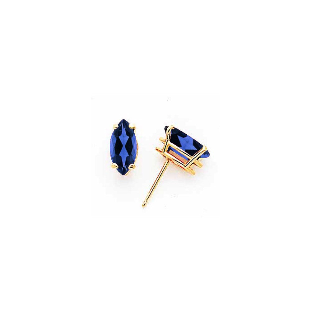 14k Yellow Gold 10x5mm Marquise Sapphire Earrings