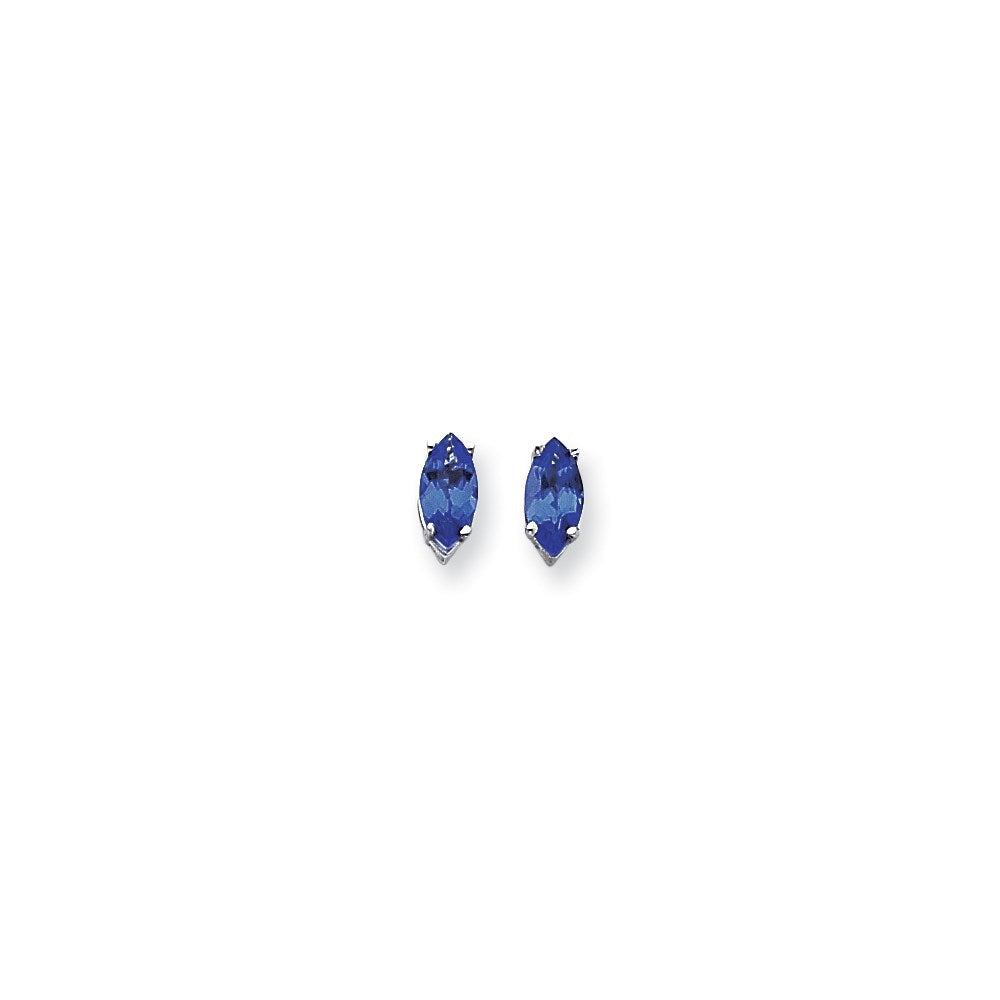 14k White Gold 10x5mm Marquise Sapphire Earrings