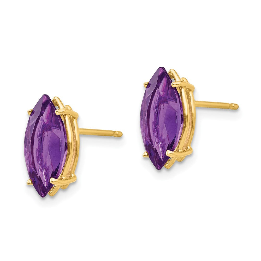 14k Yellow Gold 12x6mm Marquise Amethyst Earrings