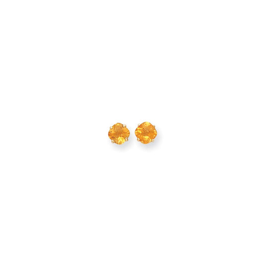 14k Yellow Gold 6x6mm Cushion Citrine Checker Earrings