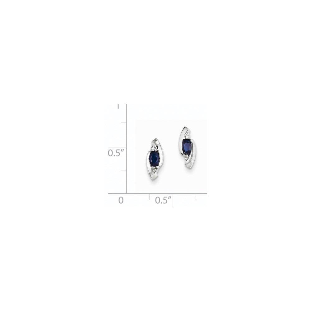 14k White Gold Real Diamond and Sapphire Earrings