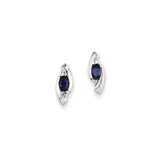 14k White Gold Real Diamond and Sapphire Earrings