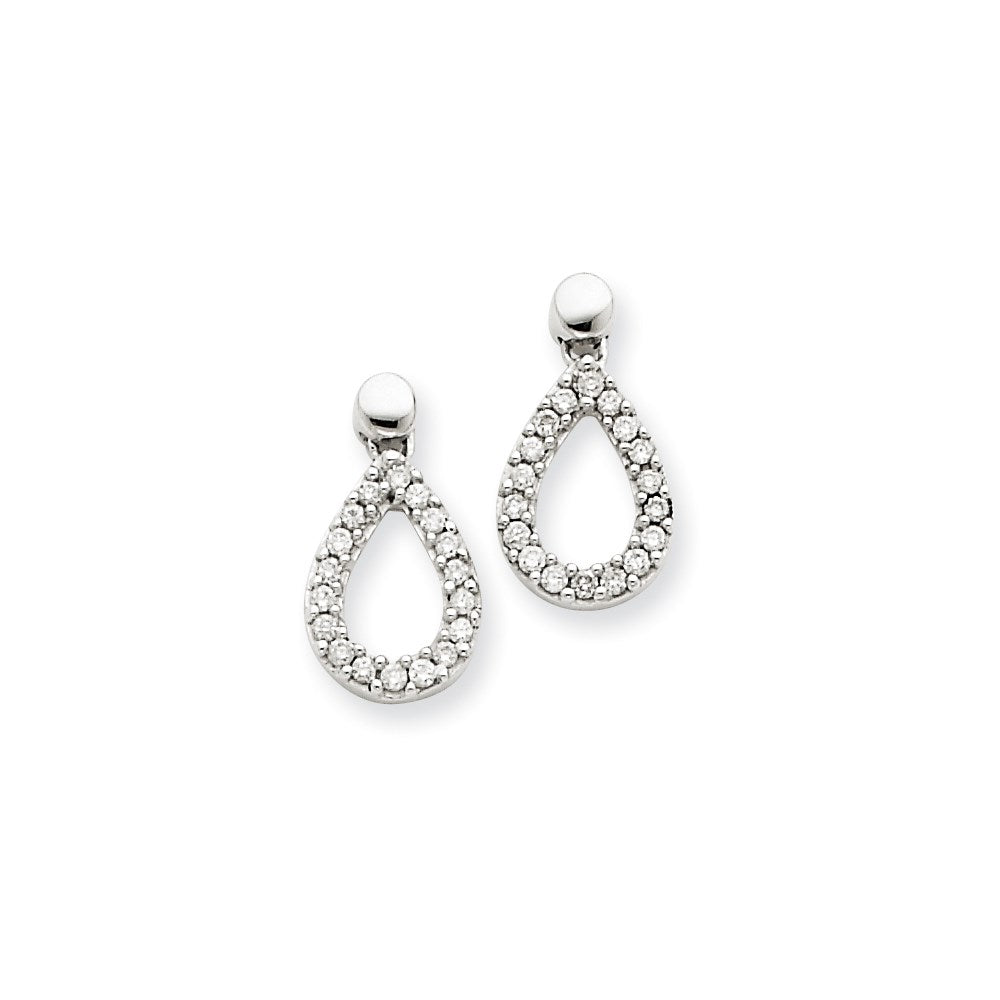 14k White Gold Real Diamond Teardrop Dangle Earrings