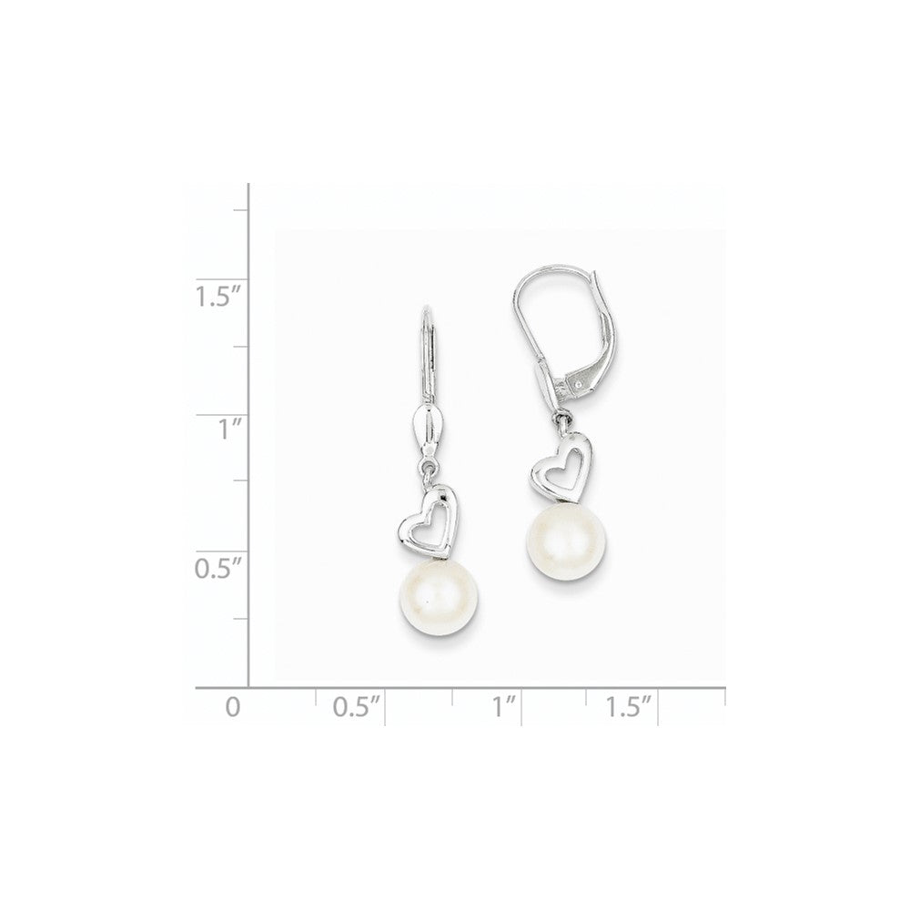 14K White Gold (7-8mm) Button FW Cultured Pearl Drop Earrings