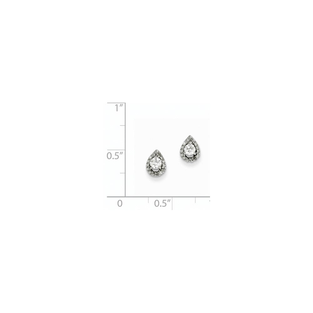 14K White Gold Real Diamond Teardrop Post Earrings