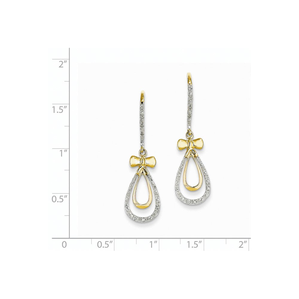 14k Yellow Gold Real Diamond Teardrop Dangle Earrings