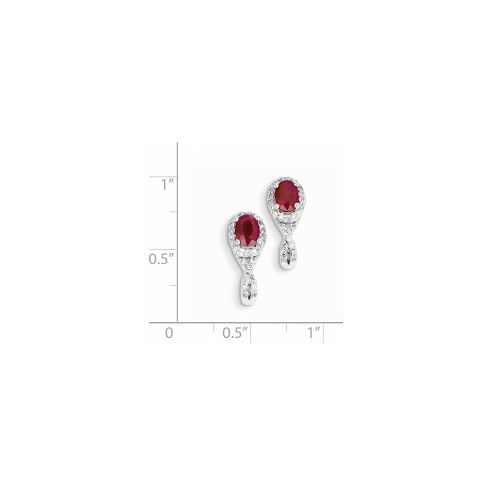 14k White Gold Real Diamond & Ruby Earrings