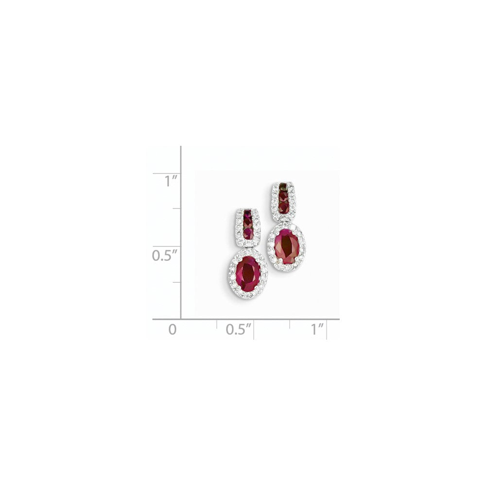 14k White Gold AA Real Diamond & Ruby Earrings