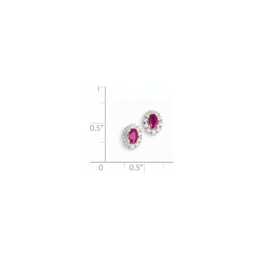 14k Yellow Gold AA Real Diamond & Ruby Earrings