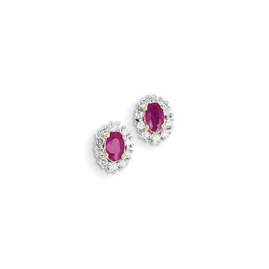 14k Yellow Gold AA Real Diamond & Ruby Earrings