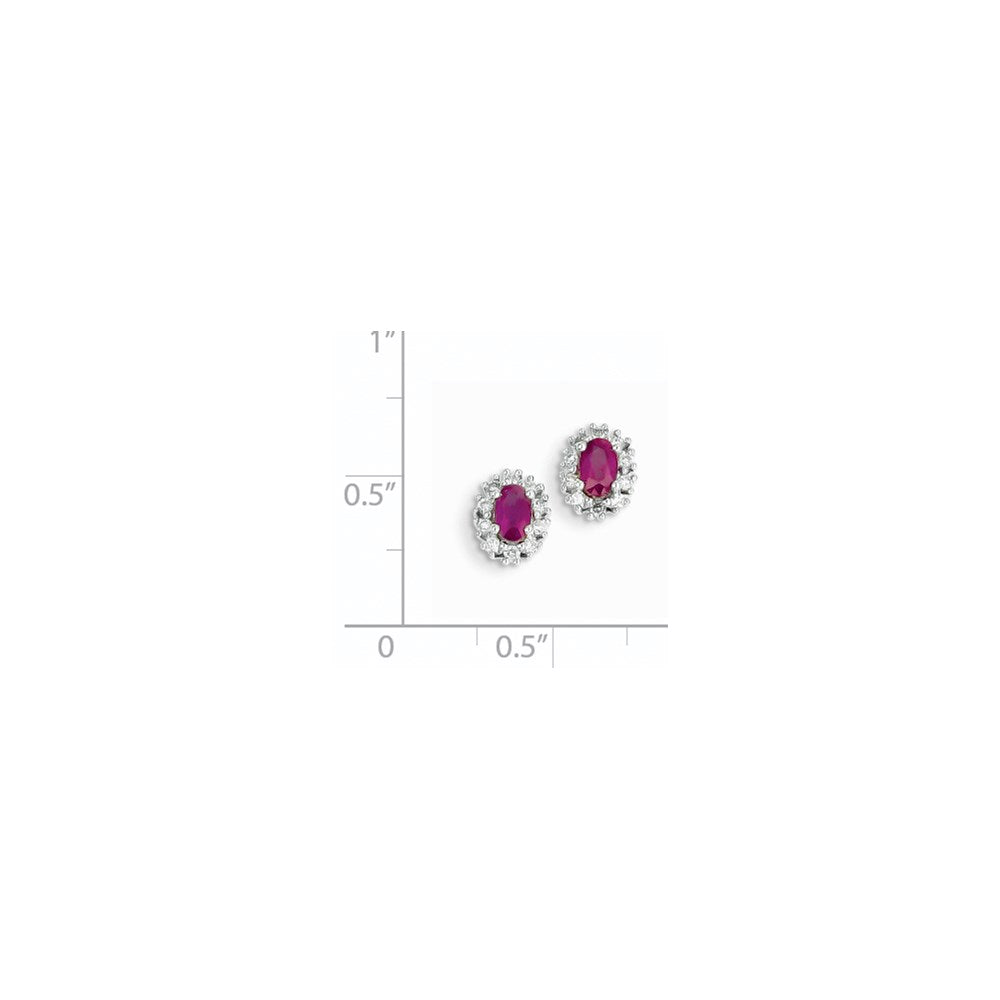 14k White Gold Real Diamond & Ruby Earrings