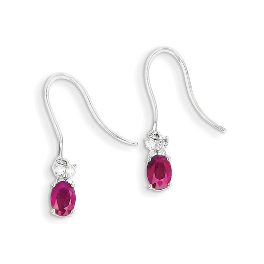 14k White Gold Real Diamond & Ruby Earrings